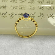 Blue Cubic Zirconia in Sliver Gold Color Ring (Adjustable Size) 1.44g 6.9 by 4.9 by 2.0mm - Huangs Jadeite and Jewelry Pte Ltd