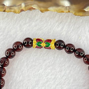 Natural Dark Blood Red Amber Beads Bracelet 天然血珀手链 4.86g 15.5cm 6.2mm 28 Beads - Huangs Jadeite and Jewelry Pte Ltd