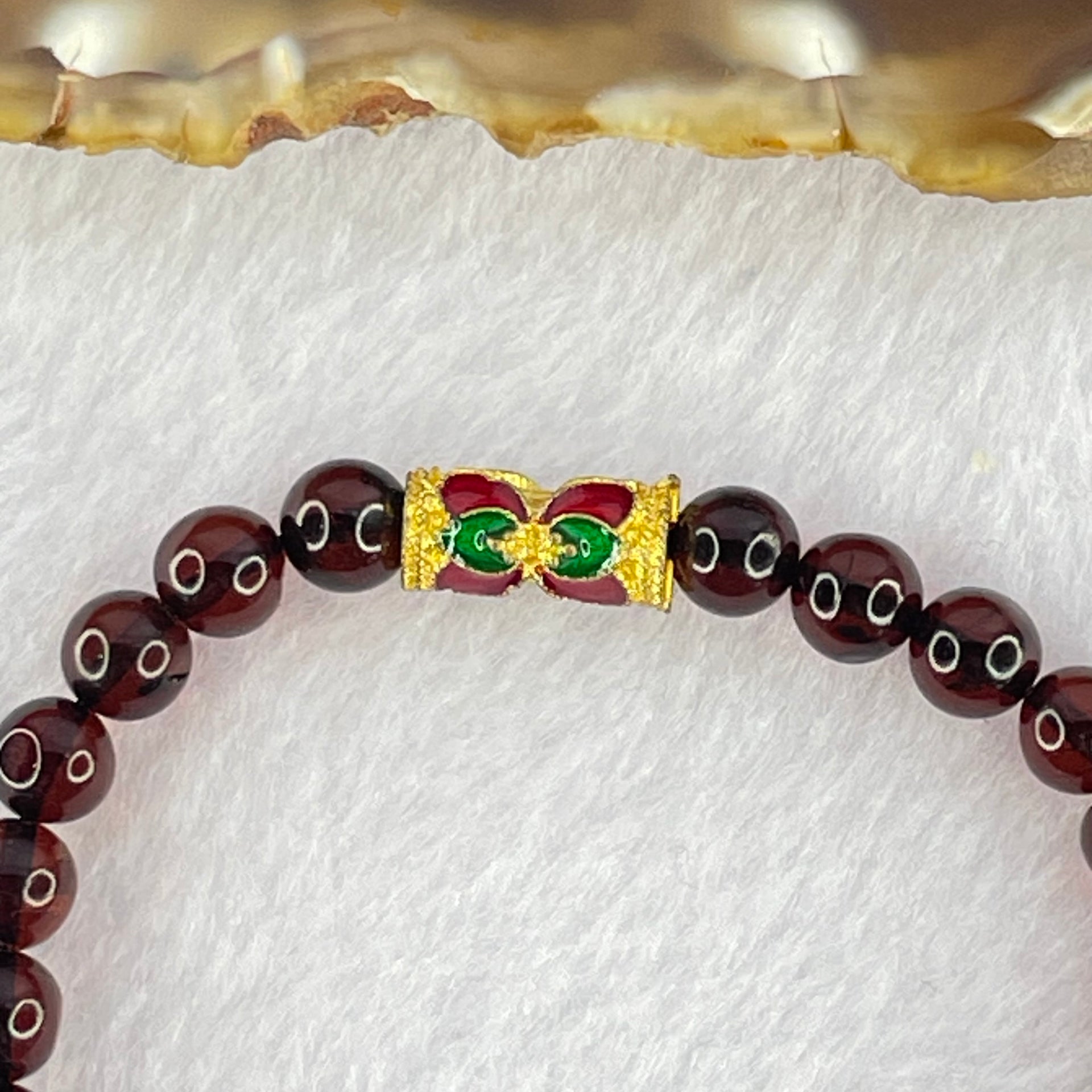 Natural Dark Blood Red Amber Beads Bracelet 天然血珀手链 4.86g 15.5cm 6.2mm 28 Beads - Huangs Jadeite and Jewelry Pte Ltd