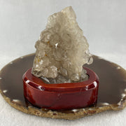 Natural Smoky Quartz Rough Rectangular Shape Display in Wooden Stand 164.95g 76.3 by 55.5 by 86.7mm - Huangs Jadeite and Jewelry Pte Ltd