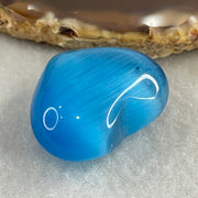 Natural Blue Cats Eye Glass Mini Heart Shape Display 16.15g 30.0 by 24.4 by 16.0mm - Huangs Jadeite and Jewelry Pte Ltd