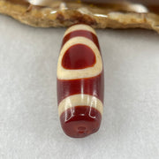 Natural Powerful Tibetan Old Oily Red White Agate One Eye Fire Sign Dzi Bead Heavenly Master (Tian Zhu) 一眼火天珠 10.52g 38.0 by 13.3mm - Huangs Jadeite and Jewelry Pte Ltd