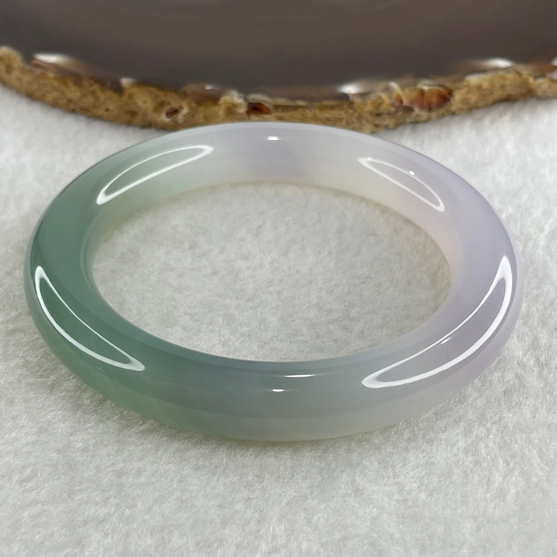 Certified Natural Green with Lavender Agate Bangle 49.56g Internal Diameter 56.6mm 10.7 by 11.0mm (Perfect) - Huangs Jadeite and Jewelry Pte Ltd