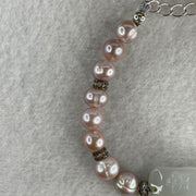 Natural Type A Semi Icy Light Lavender Jadeite Flower with Faux Pearl Beads Bracelet 13.94g 15-20cm 37.3 by 14.1 by 3.0mm - Huangs Jadeite and Jewelry Pte Ltd