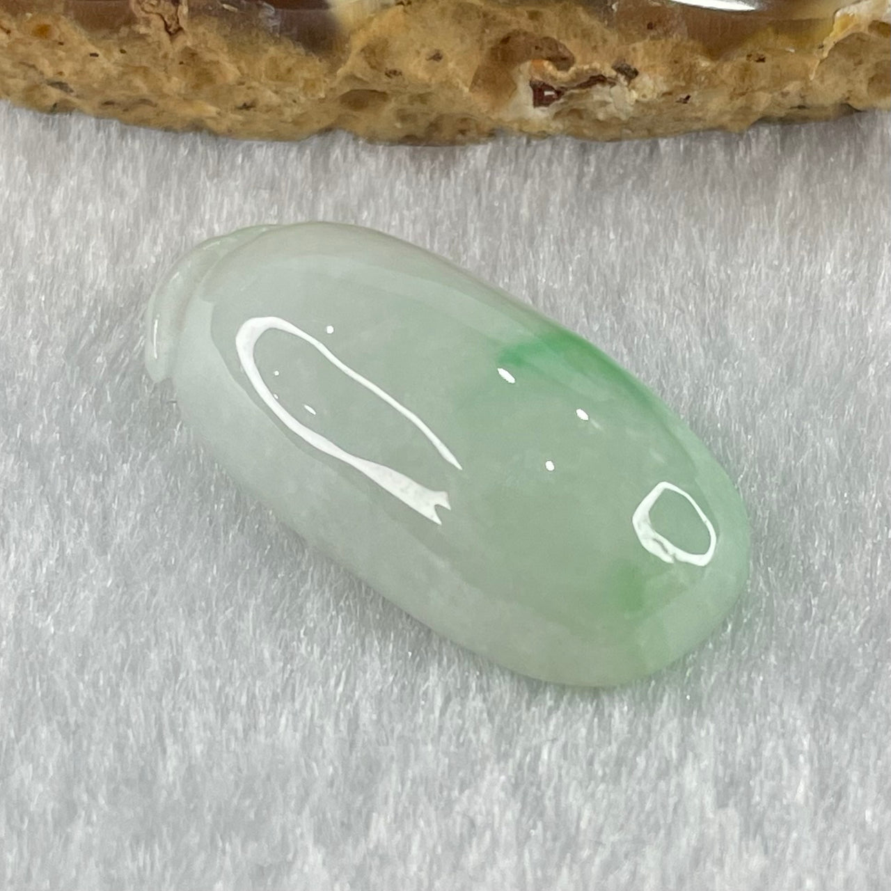 Type A Faint Lavender Green with Apple Green Vein Jadeite Melon Pendant 5.74g 27.0 by 13.1 by 8.4mm - Huangs Jadeite and Jewelry Pte Ltd