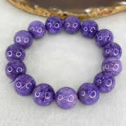 Good Grade Natural Charoite Beads Bracelet 59.867g 18.5cm 14.4mm 15 Beads - Huangs Jadeite and Jewelry Pte Ltd