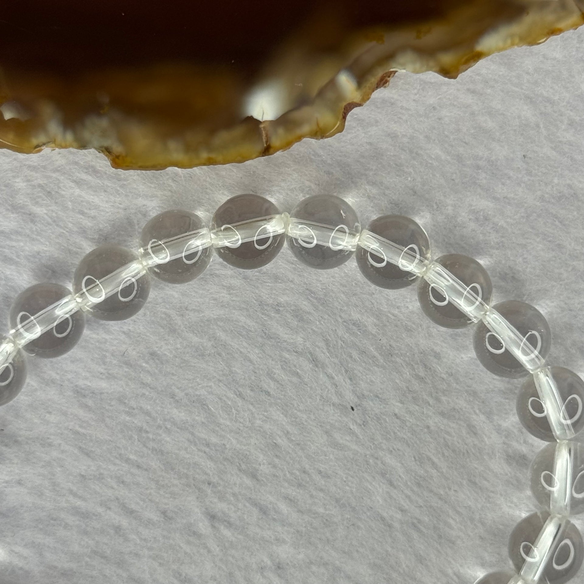 Natural Clear Quartz Bracelet 天然白水晶手链 18.71g 16.5cm 8.4mm 24 Beads - Huangs Jadeite and Jewelry Pte Ltd