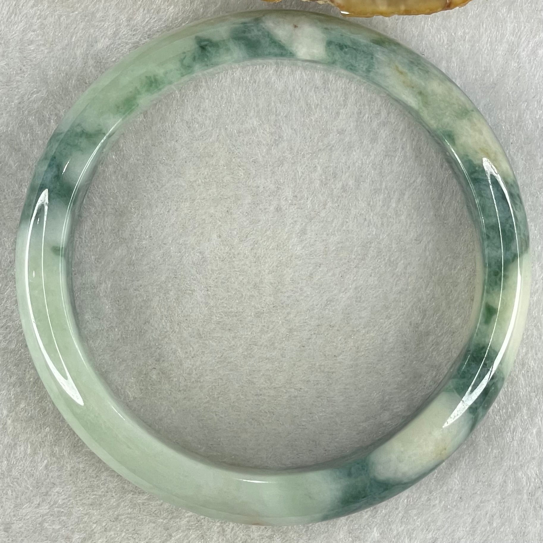 Type A Light Blueish Green with Dark Blueish Green Piao Hua and Red Spots Jadeite Bangle 52.08g Internal Diameter 58.6mm 12.2 by 7.8mm (Close to Perfect) - Huangs Jadeite and Jewelry Pte Ltd