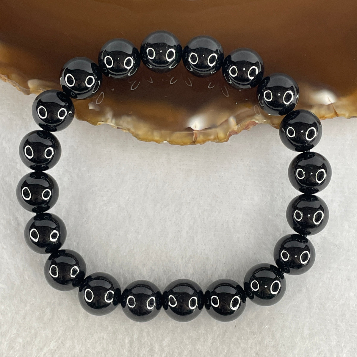 Certified Type A Black Omphacite Jadeite Bead Bracelet | (37.31g | 17cm Wrist | 10.4mm | 20 Beads | Synergy, Negative Energy Shield, Wealth Lock & Executive Power)