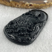 Type A Opaque to Partial Translucent Black Omphacite Jadeite Dragon Carp Pendant 20.39g 57.5 by 36.6 by 7.5mm - Huangs Jadeite and Jewelry Pte Ltd