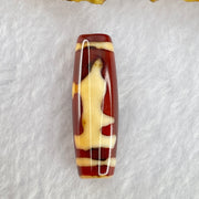 Natural Powerful Tibetan Old Oily Red and Yellowish White Agate Guan Yin Dzi Bead Heavenly Master (Tian Zhu) 观音天诛 8.94g 37.7 by 12.2mm - Huangs Jadeite and Jewelry Pte Ltd