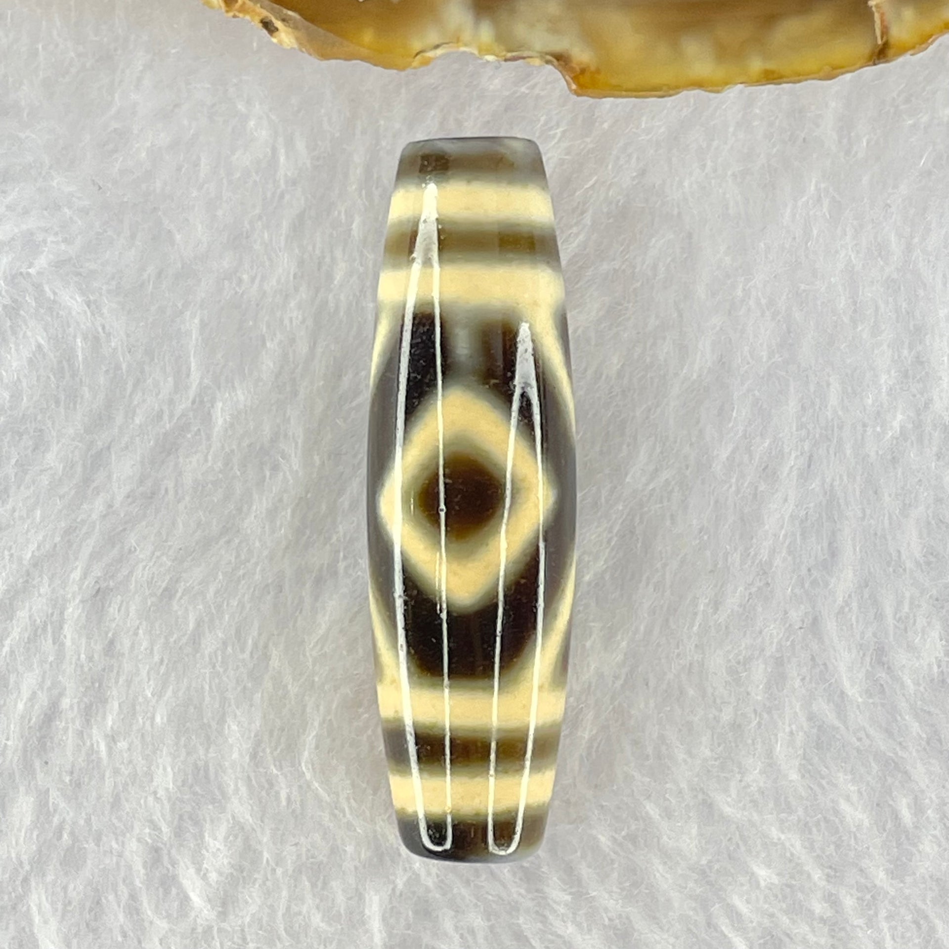 Natural Powerful Tibetan Old Oily Agate 2-Eye Vajra Dzi Bead Heavenly Master (Tian Zhu) 二眼天珠 7.43g 38.5 by 11.3mm - Huangs Jadeite and Jewelry Pte Ltd
