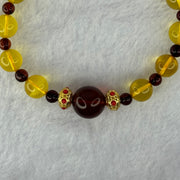Natural Yellow Golden and Red Amber Beads Bracelet 7.24g 11.4mm 1 Bead 8.2mm 13 Beads - Huangs Jadeite and Jewelry Pte Ltd