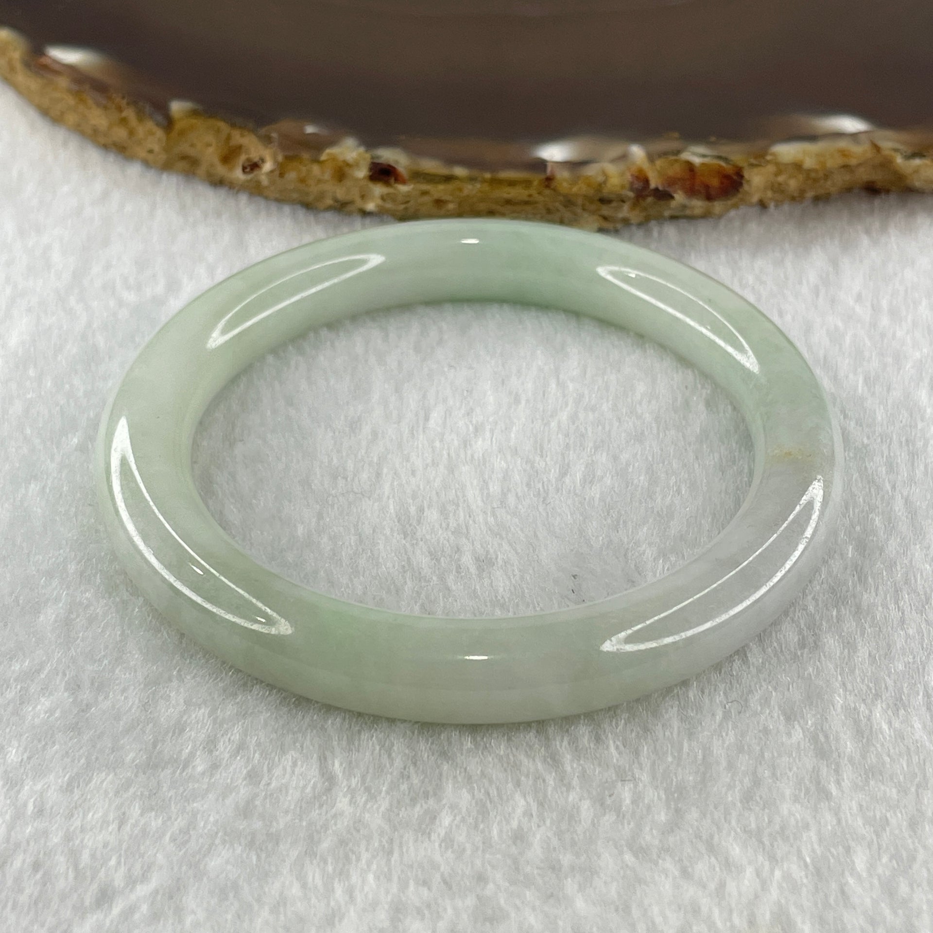 Natural Type A Faint Green Faint Lavender Jadeite Bangle 36.23g Inner Diameter 51.6mm 8.6 by 8.9mm (Very Very Slight Internal Lines) - Huangs Jadeite and Jewelry Pte Ltd