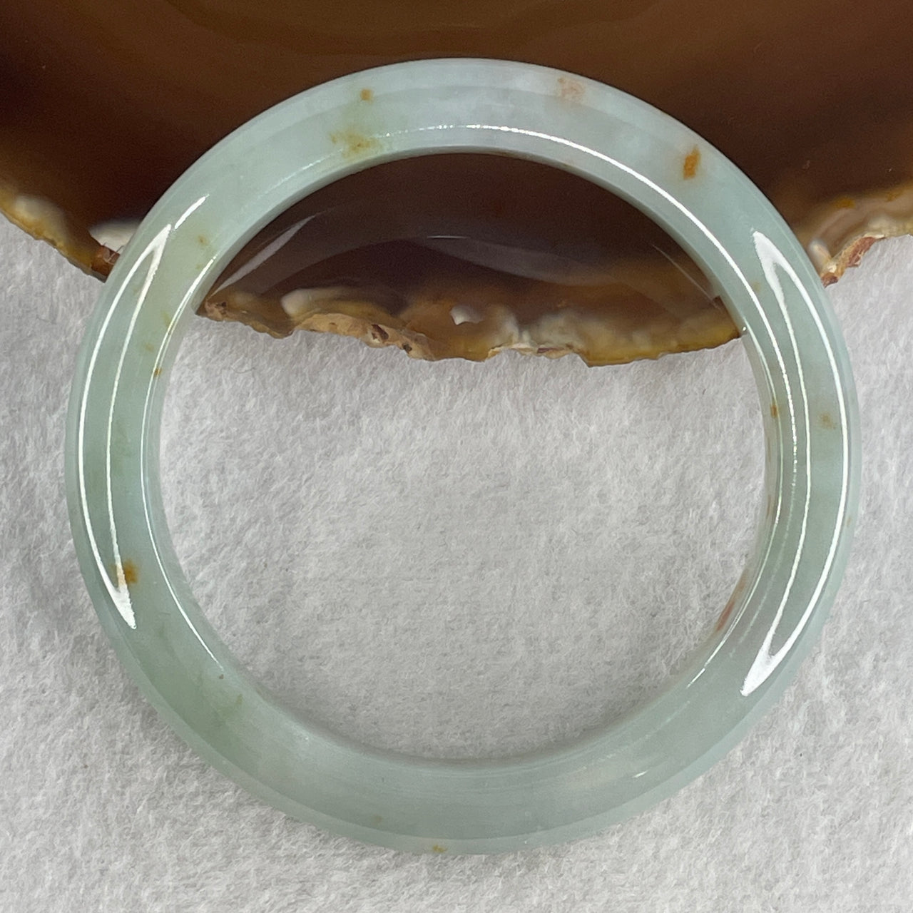 Certified Natural Type A Jelly Sky Blue with Yellowish Spot Jadeite Bangle 51.07g Internal Diameter 57.3mm 10.6 by 9.8mm (Close to Perfect)