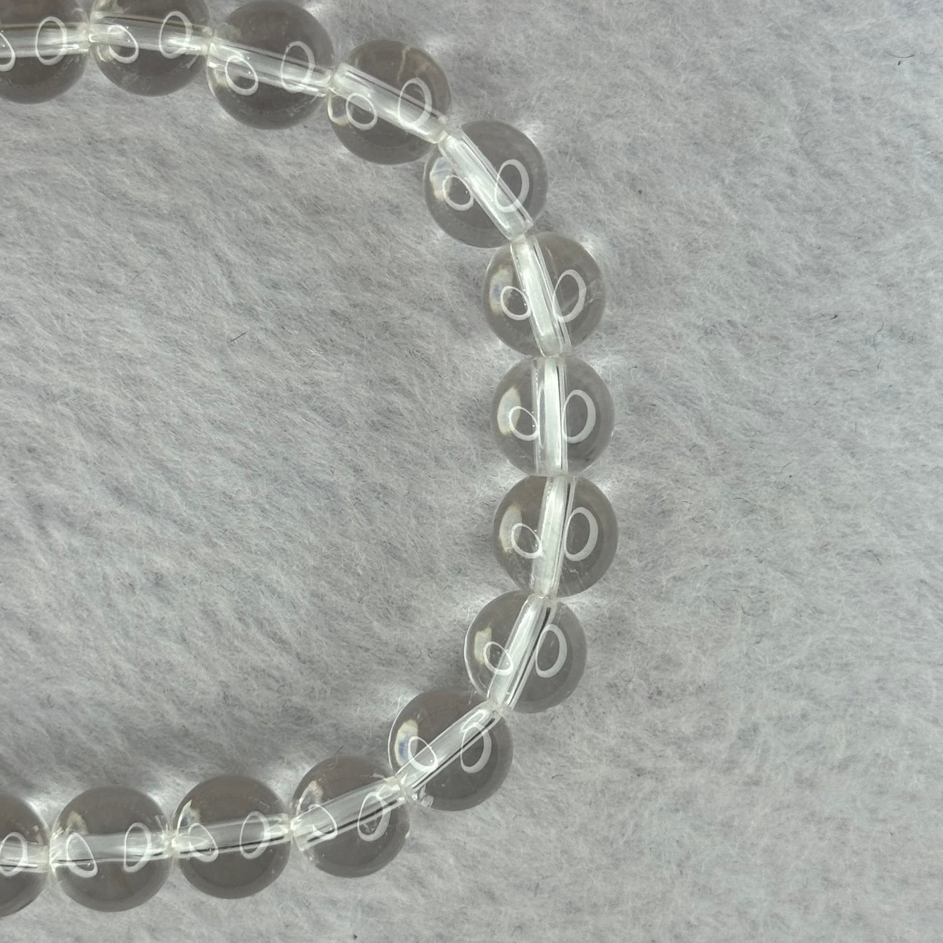 Natural Clear Quartz Bracelet 天然白水晶手链 18.56g 16.5cm 8.4mm 24 Beads - Huangs Jadeite and Jewelry Pte Ltd