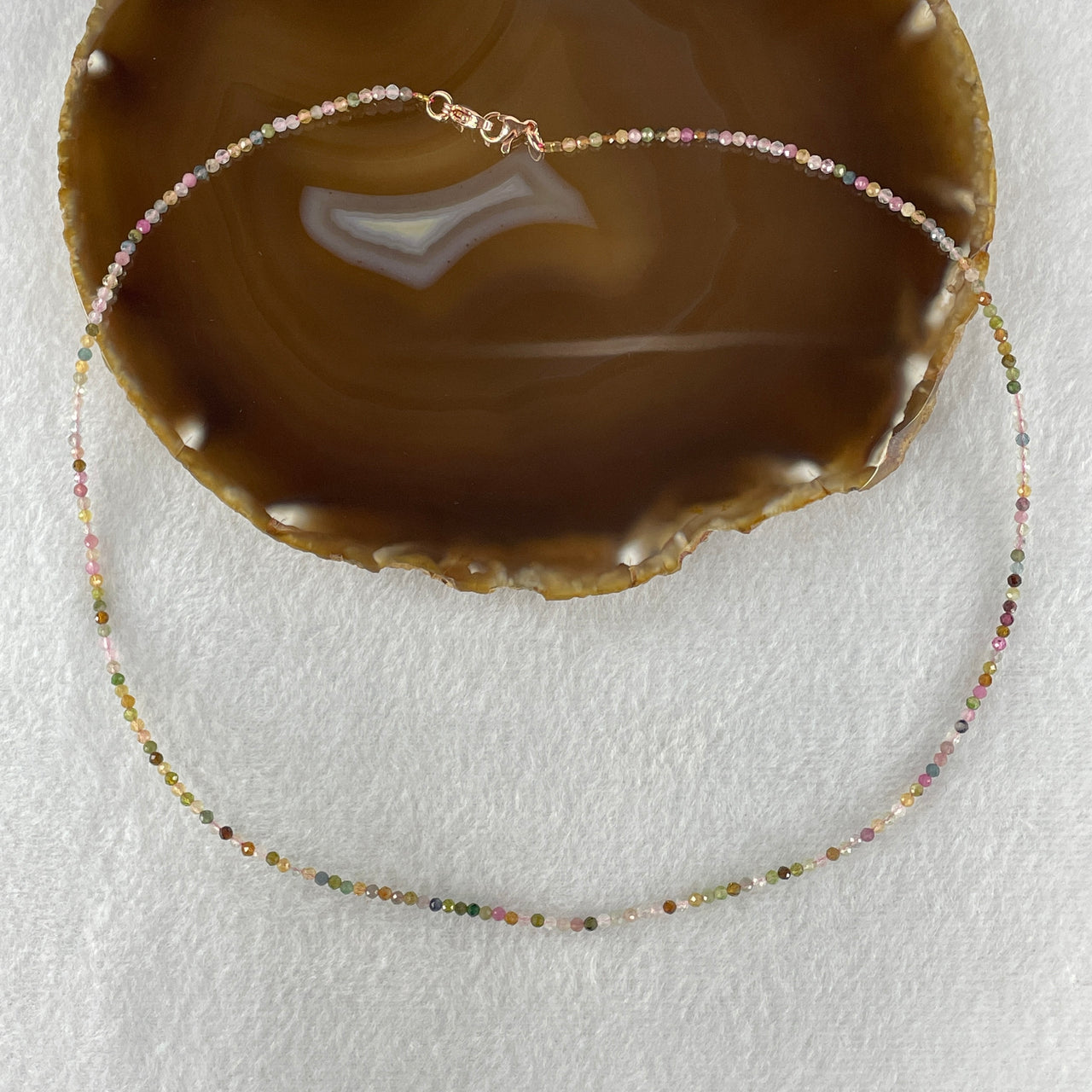 Natural Tourmaline Crystal Beads Necklace 4.63g 48cm 2.4mm 210Beads