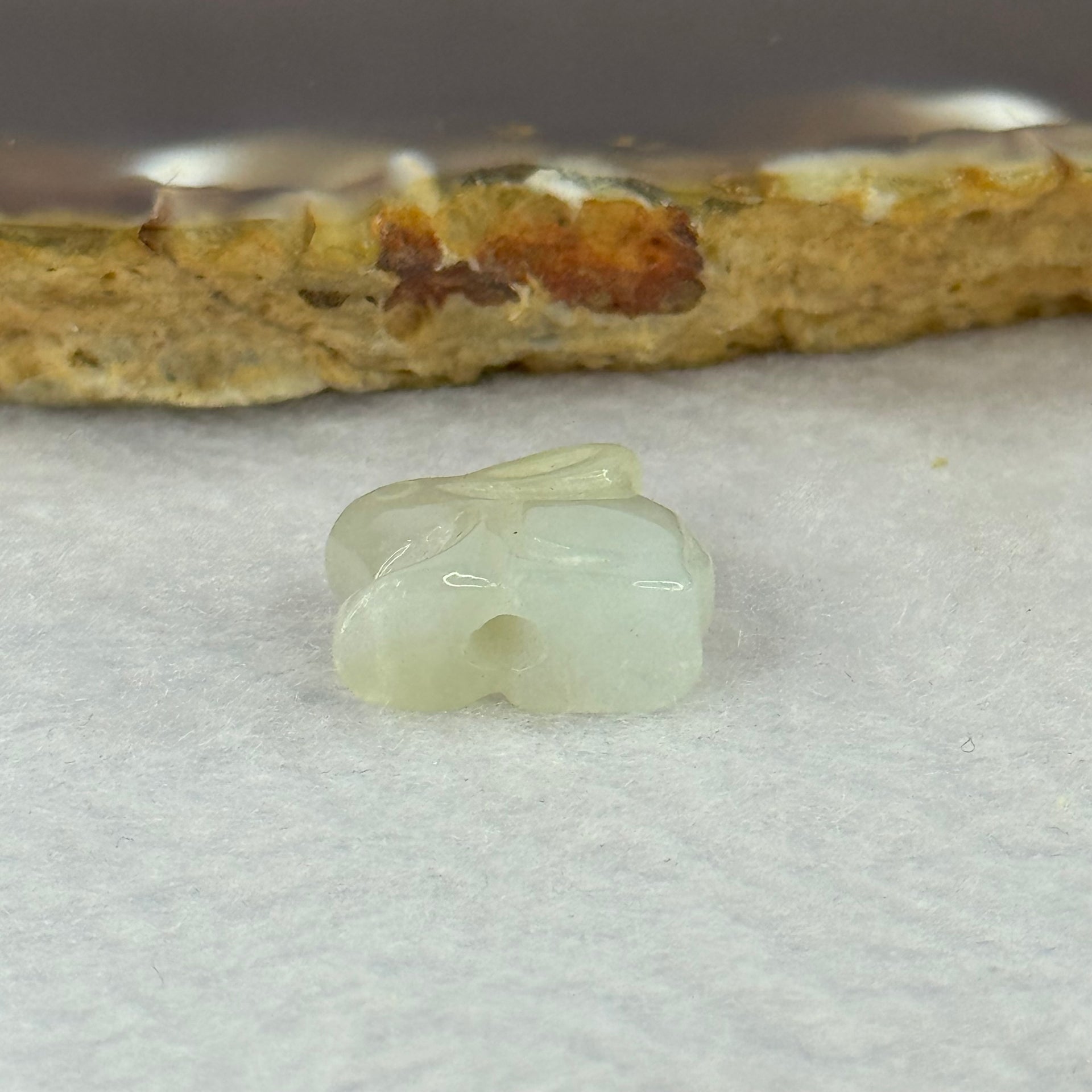 Type A Light Lavender Yellow Jadeite Rabbit Charm for Bracelet 2.07g 14.6 by 6.1 by 12.1mm - Huangs Jadeite and Jewelry Pte Ltd
