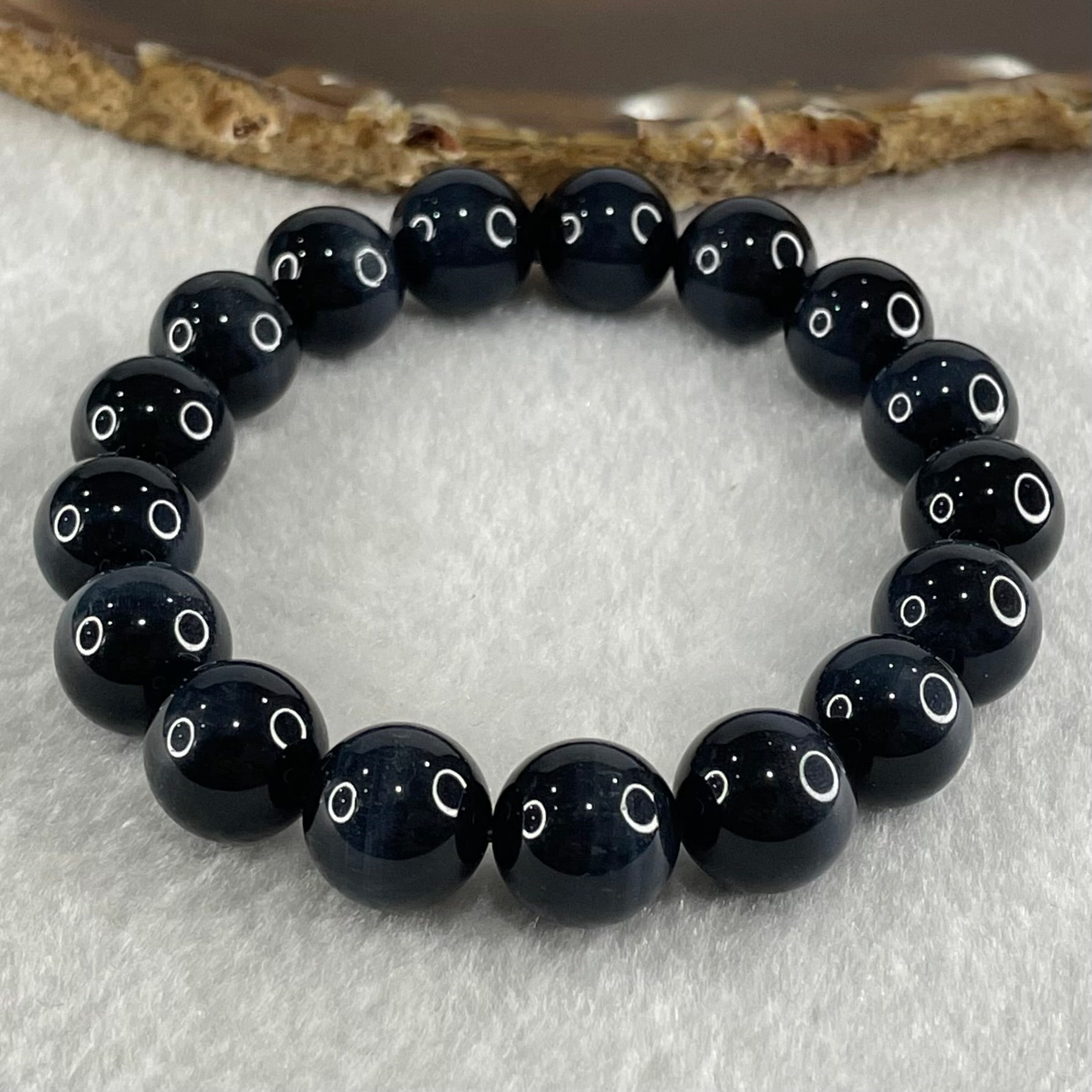 Natural Blue Tiger Eye Quartz Beads Bracelet 40.41g 17.5cm 12.0mm 17 Beads - Huangs Jadeite and Jewelry Pte Ltd