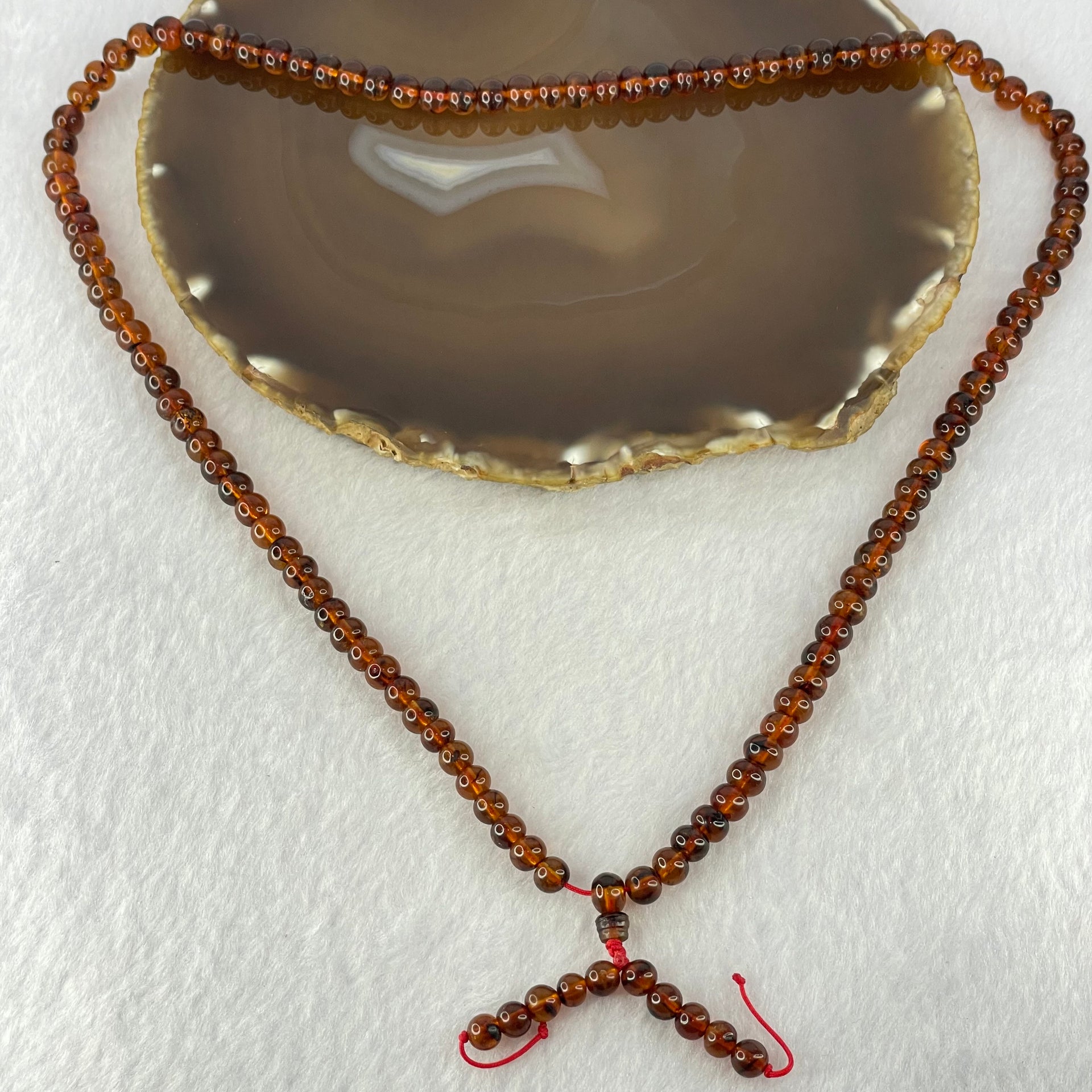 Natural Blood Red Amber Beads Necklace 天然血珀项链 16.14g 58cm 6.1mm 108 Beads - Huangs Jadeite and Jewelry Pte Ltd