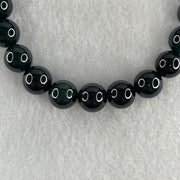 Rare High End Type A Highly Translucent Black Omphacite Jadeite Beads Bracelet 33.19g 17.5cm 9.7mm 22 Beads - Huangs Jadeite and Jewelry Pte Ltd