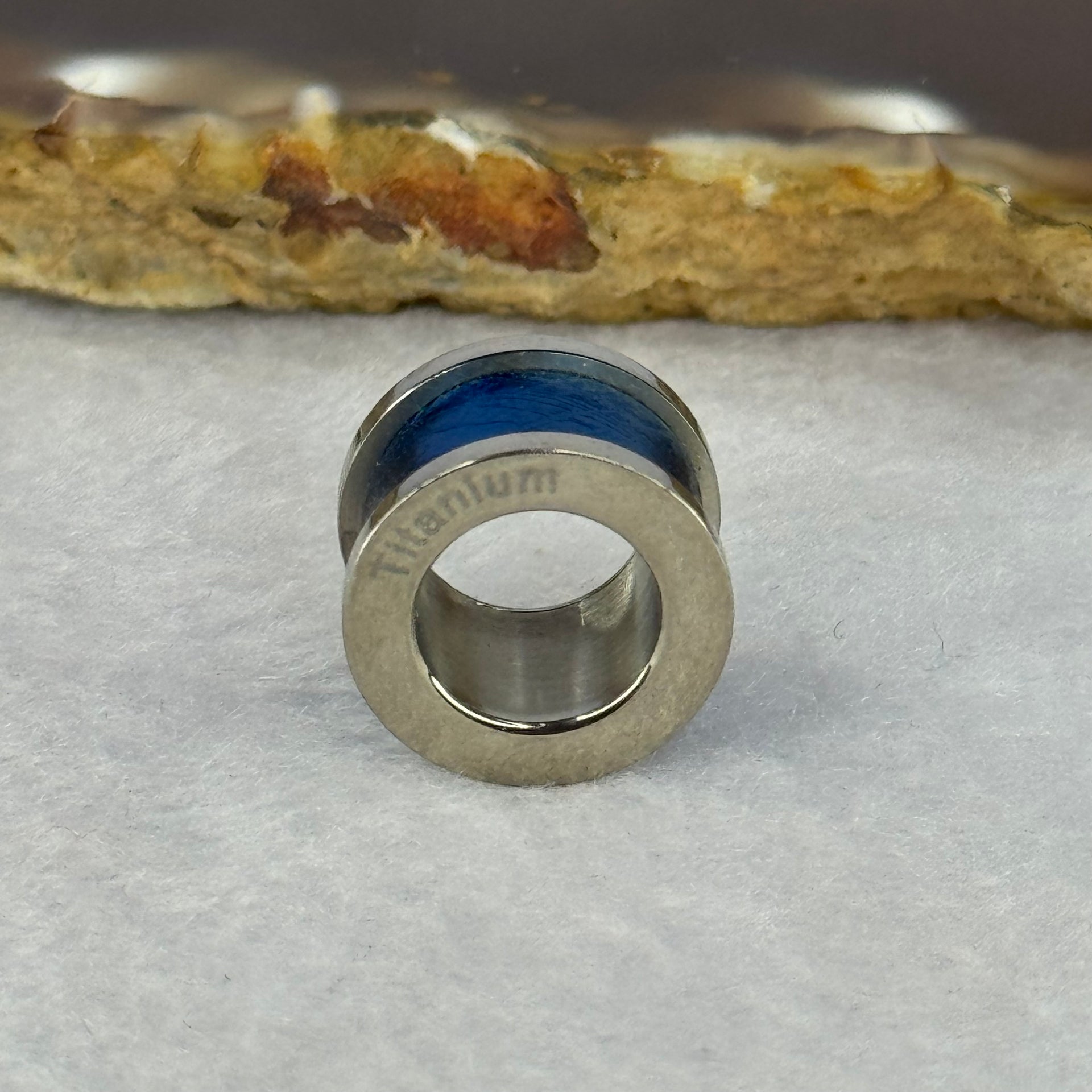 14.0mm Meteorite in Titanium Pendent / Charm (Blue Color) 3.26g 9.0 by 14.4mm - Huangs Jadeite and Jewelry Pte Ltd