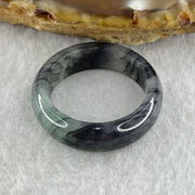 Type A Translucent Grey Wuji with Green Piao Hua Jadeite Ring 3.39g 6.4 by 3.4mm US 8.25 HK 18.2 ( Close to Perfect ) - Huangs Jadeite and Jewelry Pte Ltd