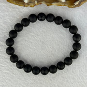 Natural Dark Matt Black Amber Beads Bracelet 天然大黑天翁琥珀手链 6.31g 14.5cm 8.2mm 22 Beads - Huangs Jadeite and Jewelry Pte Ltd