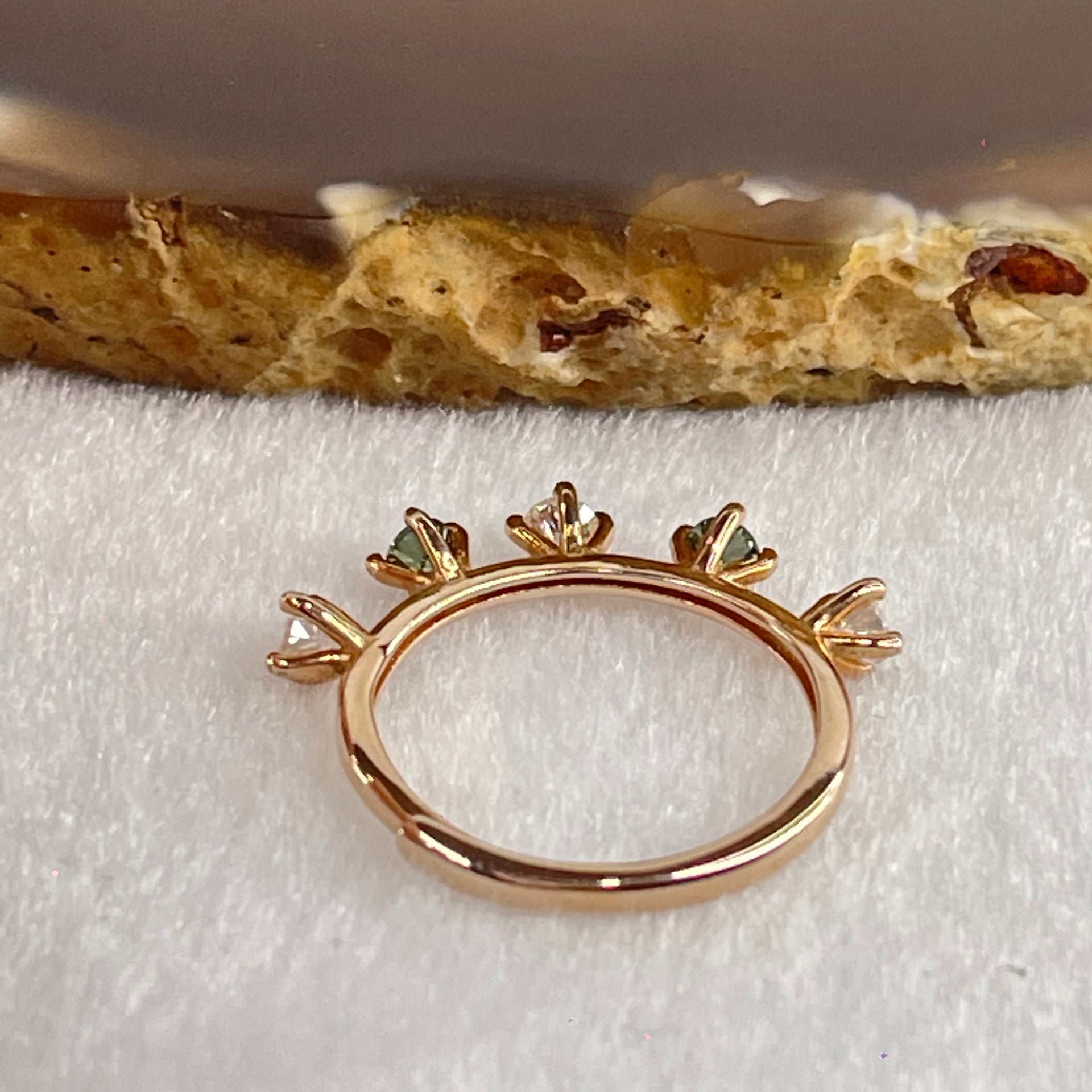 Cubic Zirconia In S925 Sliver Rose Gold Color Ring (Adjustable Size) 1.43g 2.6 by 2.0mm - Huangs Jadeite and Jewelry Pte Ltd