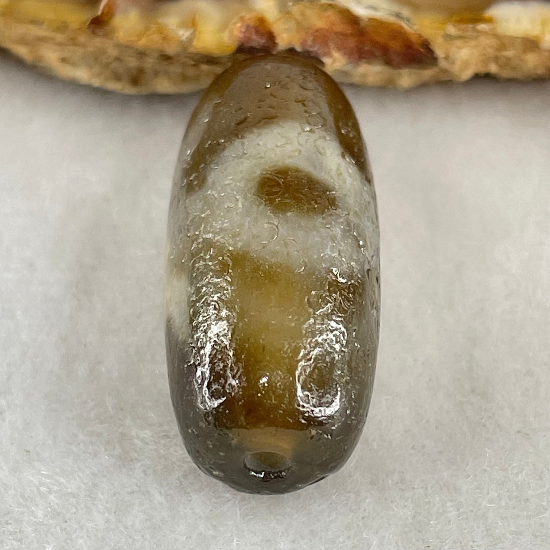 Natural Powerful Tibetan Old Oily Agate Patina Guiren Tairen Human Dzi Bead Totem Amulet Heavenly Master (Tian Zhu) 贵人天诛 7.78g 28.9 by 12.8mm - Huangs Jadeite and Jewelry Pte Ltd