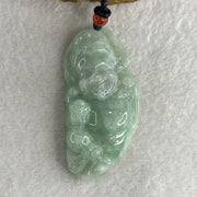 Natural Type A Green Jadeite Cai Shen Ye God of Fortune Pendant 40.74g 61.2 by 30.7 by 11.8mm - Huangs Jadeite and Jewelry Pte Ltd