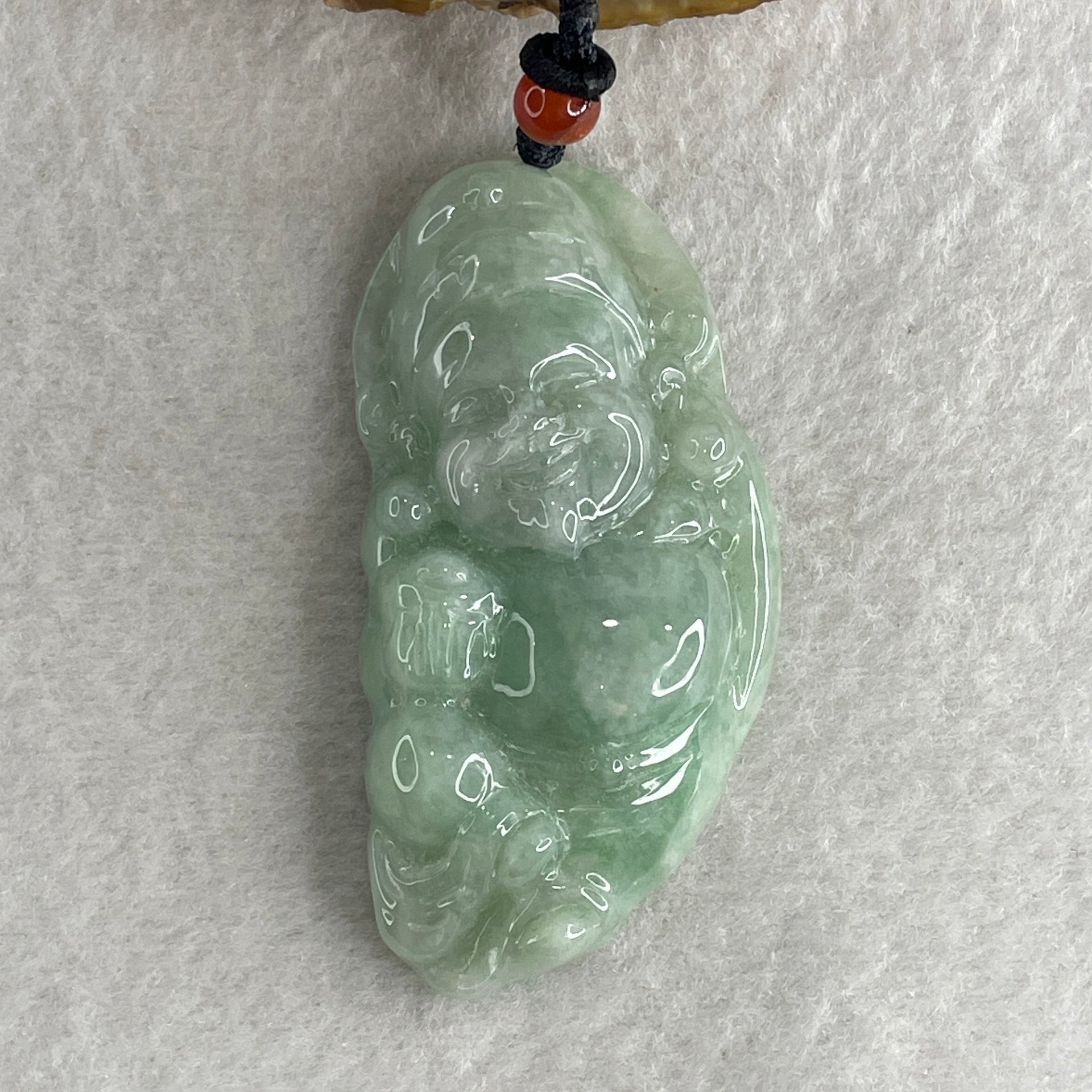 Natural Type A Green Jadeite Cai Shen Ye God of Fortune Pendant 40.74g 61.2 by 30.7 by 11.8mm - Huangs Jadeite and Jewelry Pte Ltd