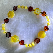 Natural Mixed Color Amber Beads Bracelet 3.59g 17cm 11.0 by 3.1mm 4pcs 7.9 by 4.0mm 8pcs - Huangs Jadeite and Jewelry Pte Ltd