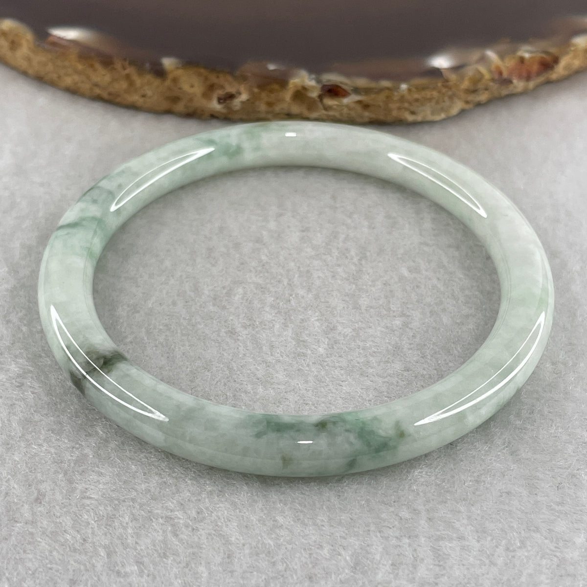 Natural Type A Light Green and Green Piao Hua Jadeite Full Round Ding Dang Bangle 22.98g Inner Diameter 54.0mm 6.5 by 7.0mm (Slight Internal Line) - Huangs Jadeite and Jewelry Pte Ltd
