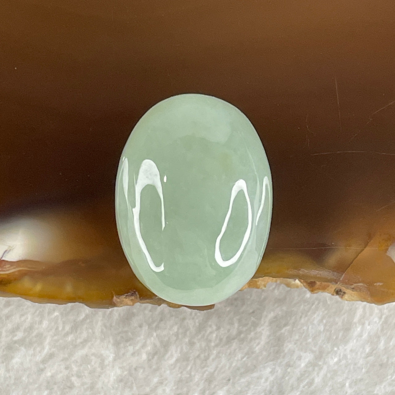 Natural Type A Semi Icy Green Jadeite Oval Shape Cabochon Stone for Setting 3.34g 17.7 by 13.0 by 7.4mm - Huangs Jadeite and Jewelry Pte Ltd