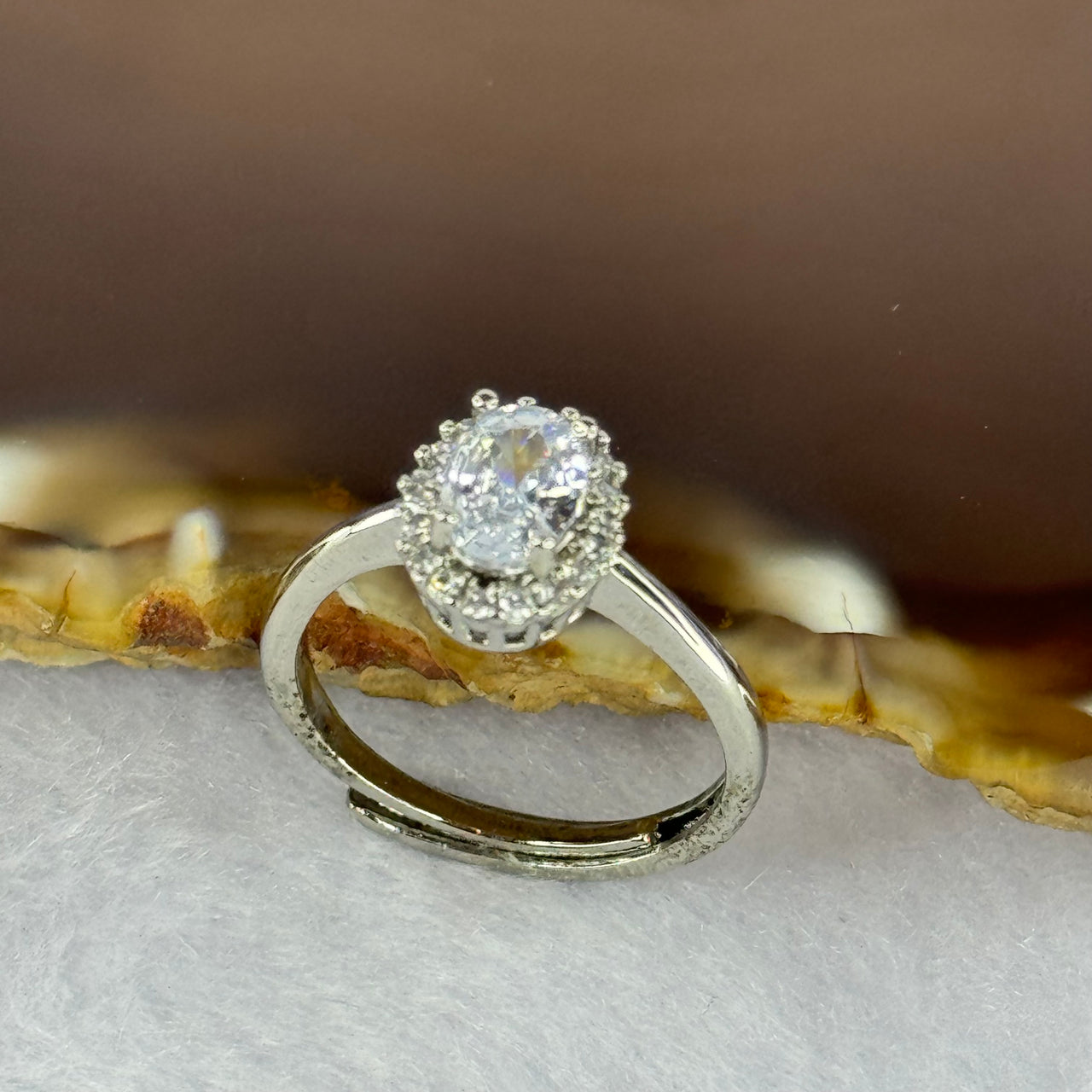 Cubic Zirconia in S925 Sliver Ring (Adjustable Size) 2.22g 6.8 by 5.2 by 3.8mm - Huangs Jadeite and Jewelry Pte Ltd