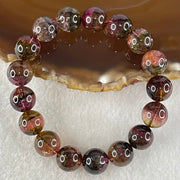 Good Grade special Dark Bi/Tri Color Natural Tourmaline Crystal Bracelet 电气石 37.34g 16cm 11.2mm 17 Beads - Huangs Jadeite and Jewelry Pte Ltd