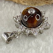 Natural Amber with Crystals in S925 Sliver Pendant 2.07g 8.9mm (External Line) - Huangs Jadeite and Jewelry Pte Ltd