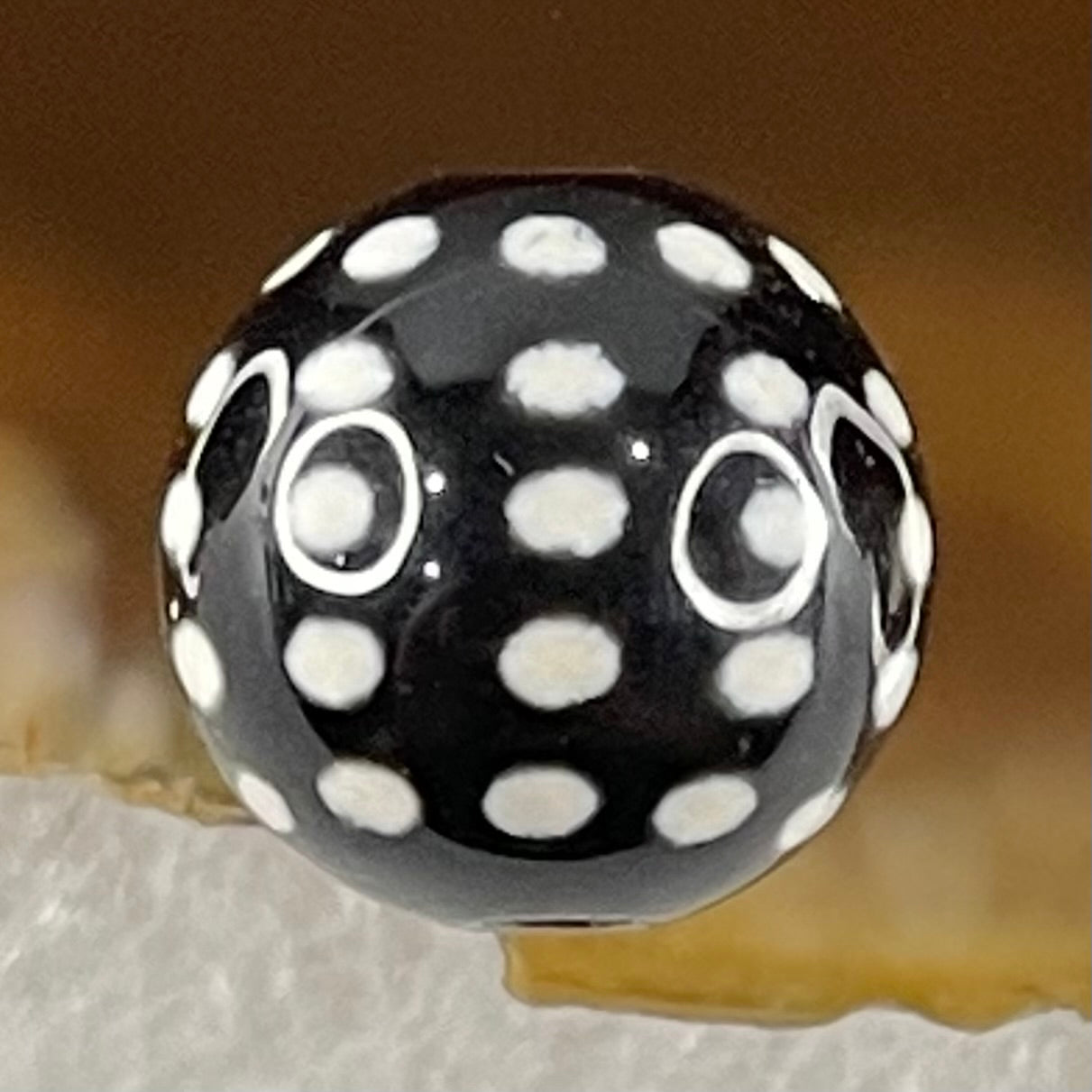 Natural Powerful Tibetan Old Oily Agate 50 Eyes Dzi Bead Heavenly Master (Tian Zhu) 五十眼天诛 1.43g 10.2 by 10.3mm - Huangs Jadeite and Jewelry Pte Ltd