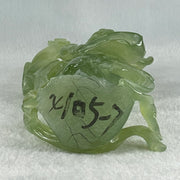 Natural Green Serpentine Fairy with Bird and Flower with Wooden Stand Display 697.8g 118.0 by 257.0 by 75.0mm - Huangs Jadeite and Jewelry Pte Ltd