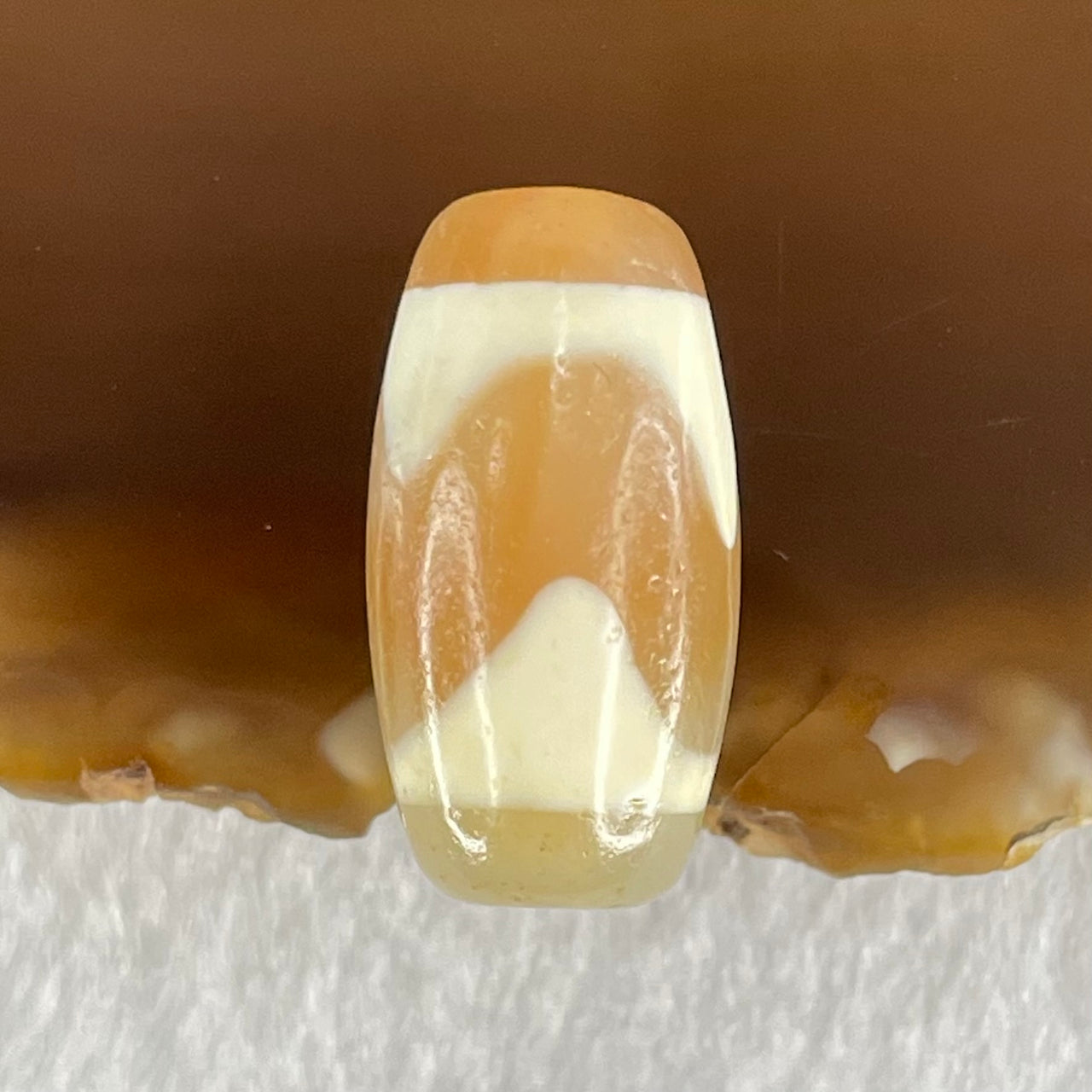 Natural Powerful Tibetan Old Oily Agate Tiger Tooth Daluo Dzi Bead Heavenly Master (Tian Zhu) 虎呀天诛 3.30g 20.2 by 10.5mm - Huangs Jadeite and Jewelry Pte Ltd