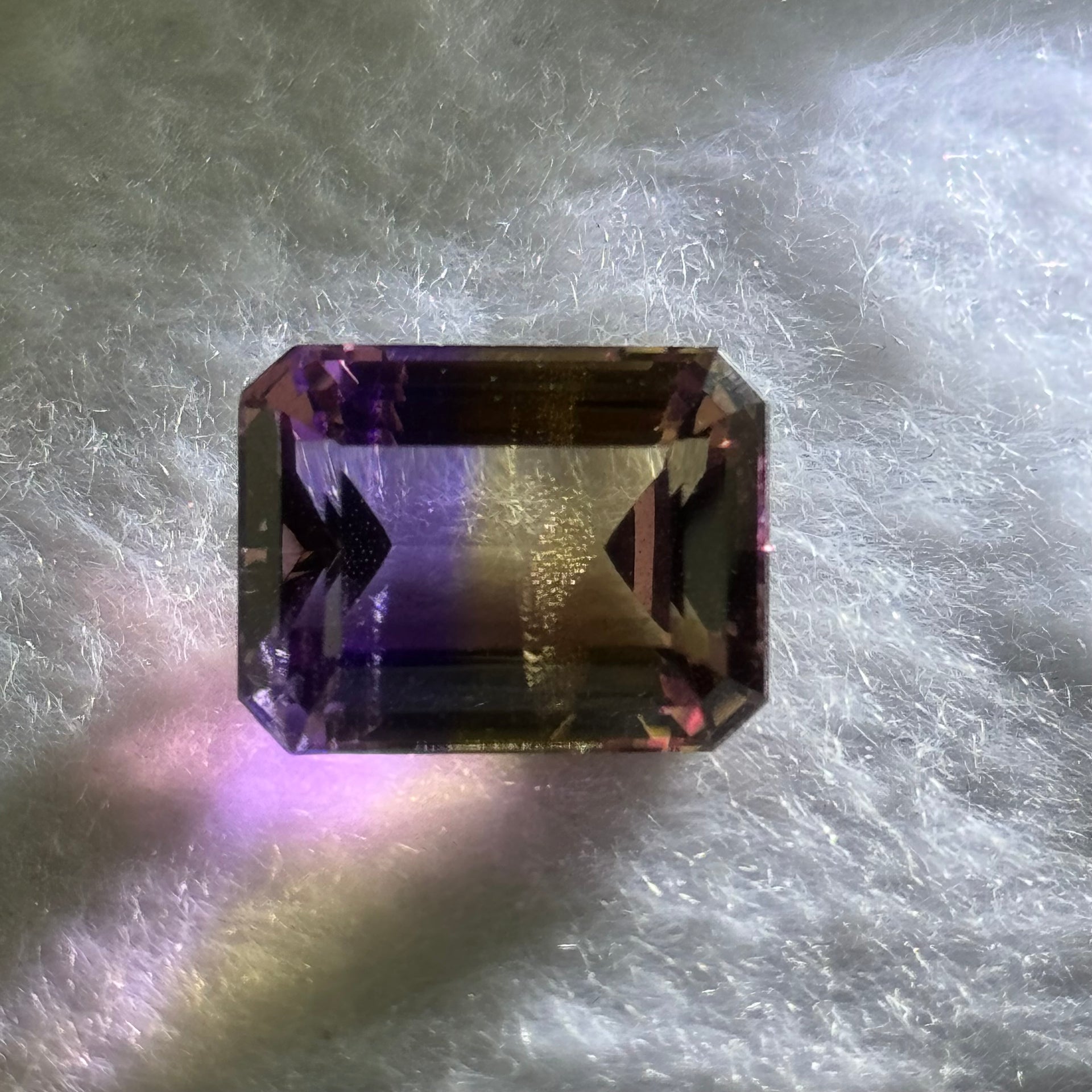Natural Faceted Ametrine Parallelogram Shape 14.34ct 16.3 by 12.6 by 9.2mm - Huangs Jadeite and Jewelry Pte Ltd