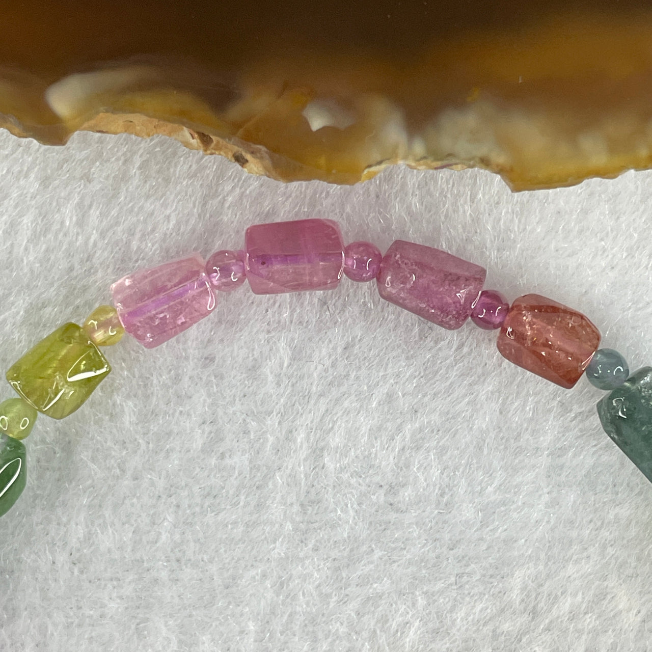 Certified Good Grade Natural Transparent Rainbow Tourmaline Crystal Irregular Beads Bracelet 7.23g 16cm 5.0mm 20 Beads