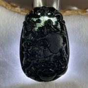 Type A Opaque to Partial Translucent Black Omphacite Jadeite Ox Pendant 20.24g 59.5 by 39.4 by 7.6mm - Huangs Jadeite and Jewelry Pte Ltd