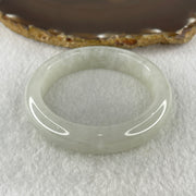 Natural Type A Jelly Faint Green to White Jadeite Bangle 57.86g Inner Diameter 53.8mm 12.7 by 8.1mm (External and Internal Lines) - Huangs Jadeite and Jewelry Pte Ltd