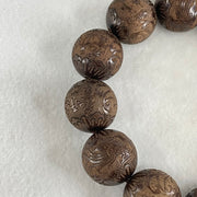 Natural Rosewood with Prosperity Flowers and Birds Beads Bracelet 64.48g 18cm 20.1mm 12 Beads - Huangs Jadeite and Jewelry Pte Ltd