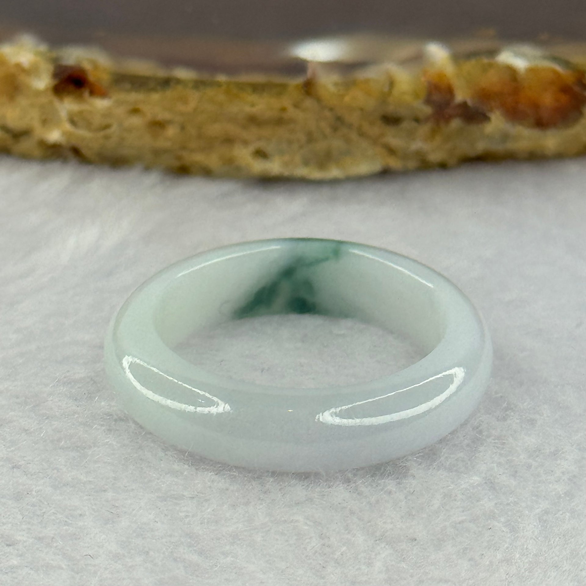 Type A Light Green Lavender with Blueish Green Patch Jadeite Ring 3.70g 5.9 by 3.6mm US9.5 HK21 - Huangs Jadeite and Jewelry Pte Ltd