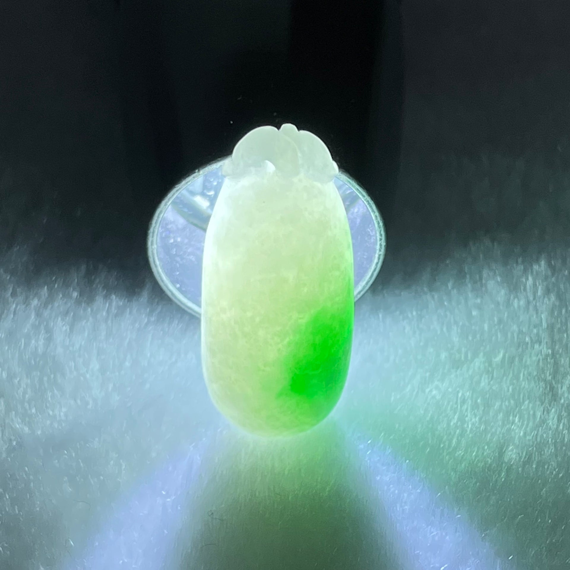 Type A Faint Lavender Green with Apple Green Vein Jadeite Melon Pendant 6.39g 26.6 by 12.1 by 9.9mm - Huangs Jadeite and Jewelry Pte Ltd