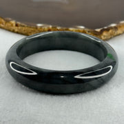 Type A Wuji Grey Black with Imperial Green Patch Jadeite Bangle Internal Diameter 57.0mm 66.25g 14.4 by 8.7mm (Internal Lines) - Huangs Jadeite and Jewelry Pte Ltd