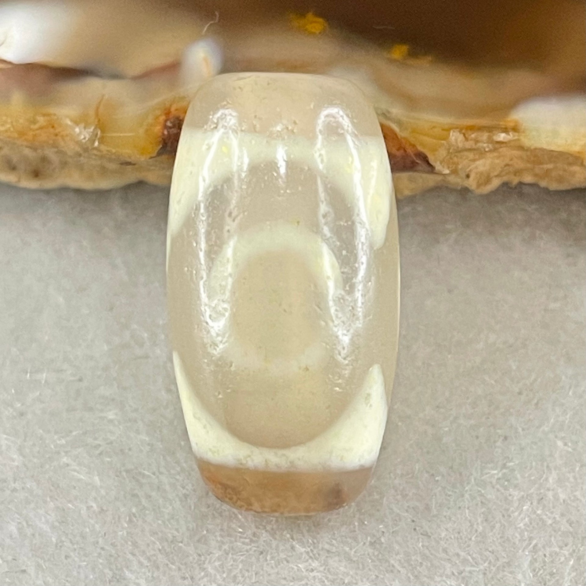 Natural Powerful Tibetan Old Oily Agate 3 Eyes Dzi Bead Heavenly Master (Tian Zhu) 三眼天诛 3.10g 19.4 by 10.4mm - Huangs Jadeite and Jewelry Pte Ltd